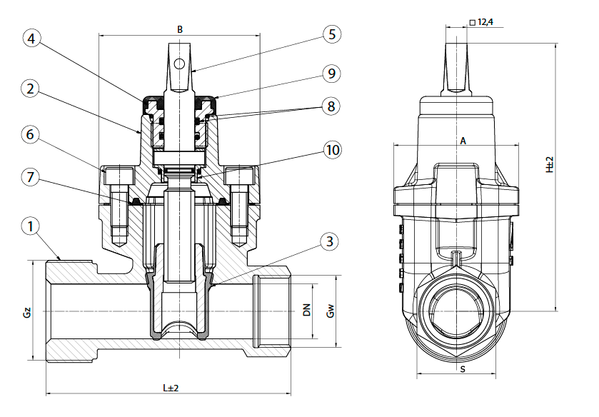 Задвижка UG-Gw/Gz (DN 32-40)