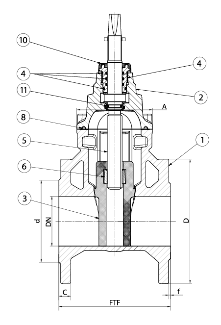 Клиновая задвижка 111 UG/134, 112 UG/134 (DN 40-300)