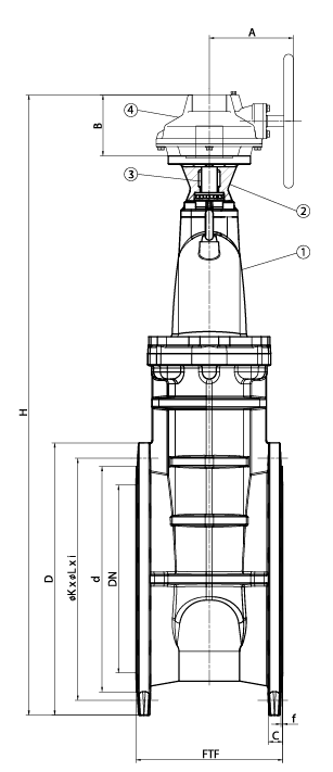 Фланцевая клиновая задвижка 111 UG/972 (DN 350-500)