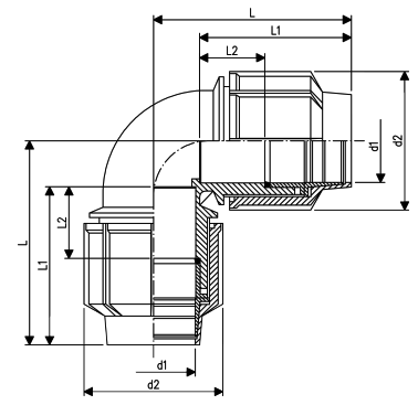 Отвод 90° компрессионный GEORG FISCHER