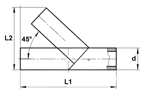 Тройник сегментный 45˚