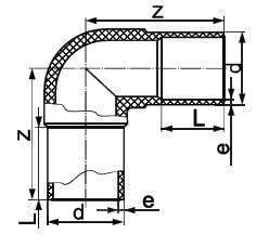 Отвод 90° литой спигот POLYPLASTIC