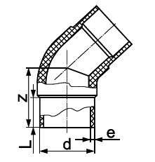 Отвод 45° литой спигот POLYPLASTIC